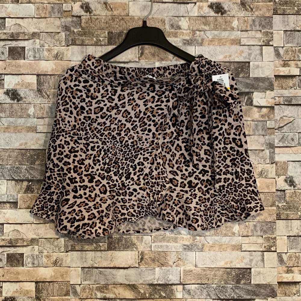 Planet Gold Leopard Print Wrap Skirt